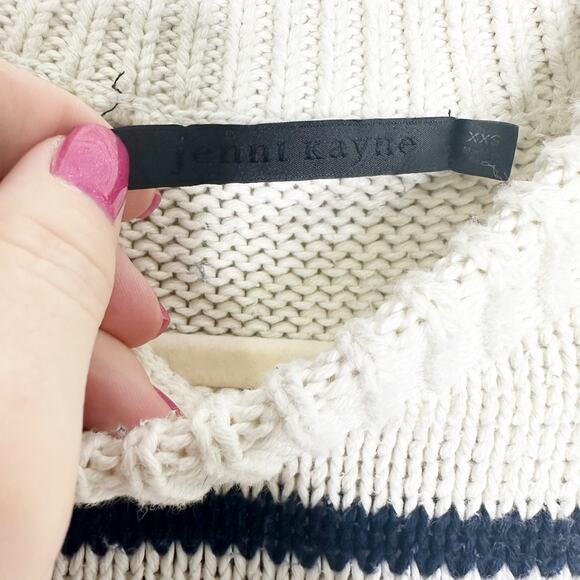 Jenni Kayne Chloe Striped Cropped Pullover Sweater Ivory Navy Cotton XXS - Picture 6 of 7